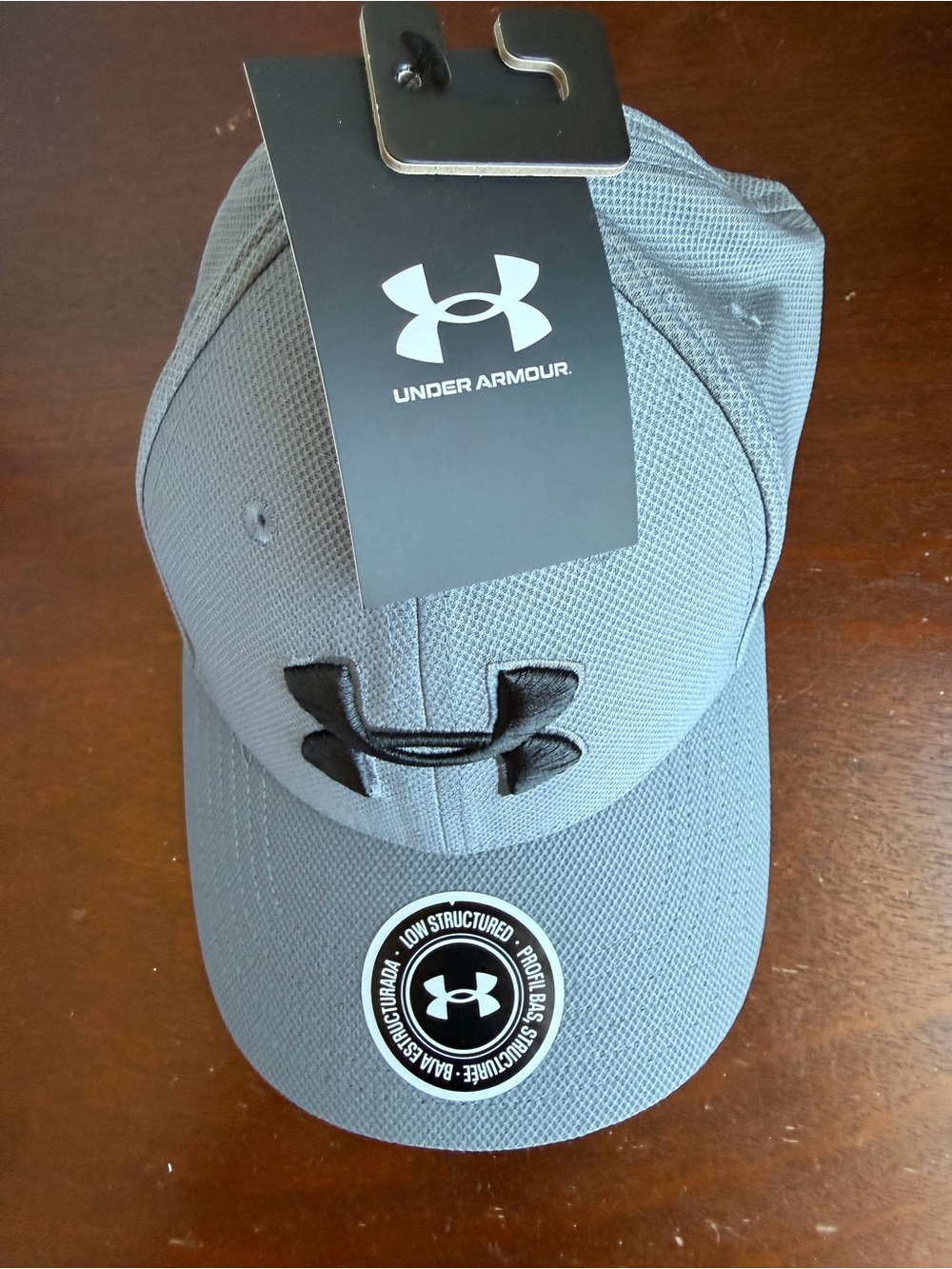 New Under Armour Men’s Gray Performance Mesh Cap with Black Logo
